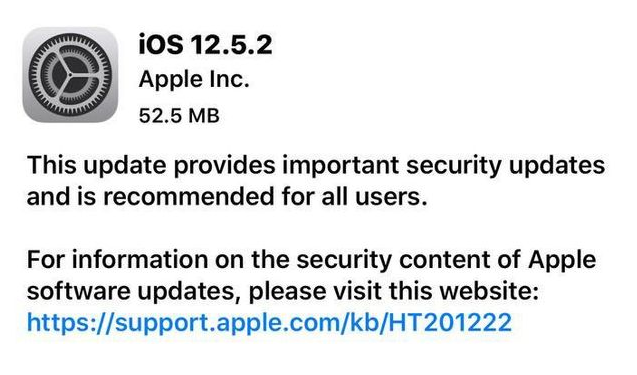 海尾镇苹果手机维修分享iOS12.5.2发布，建议所有老苹果用户安装 
